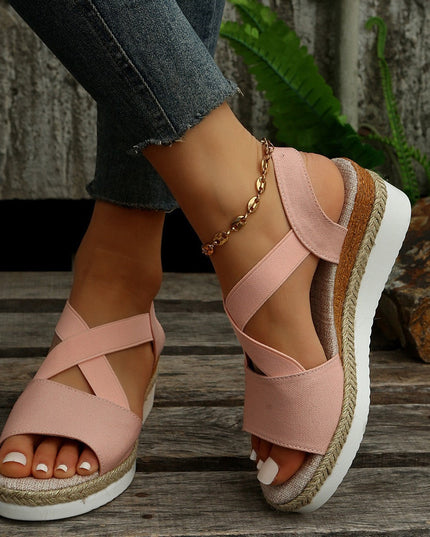 Libiyi Summer Flat Wedge Heel Fish Mouth Casual Women's Sandals - Libiyi