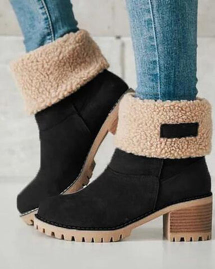 Women's Chunky Heel Round Toe Snow Boots - Keilini