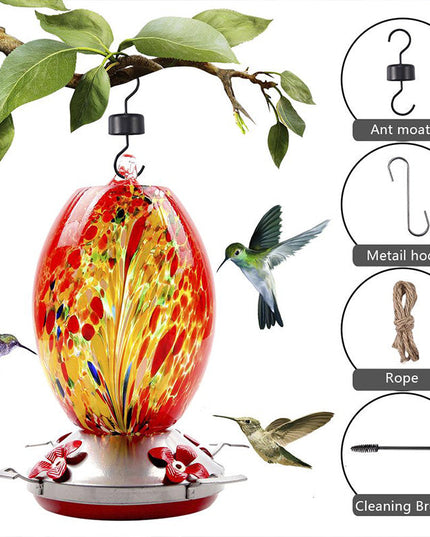 Hummingbird Feeder Hand Blown Glass