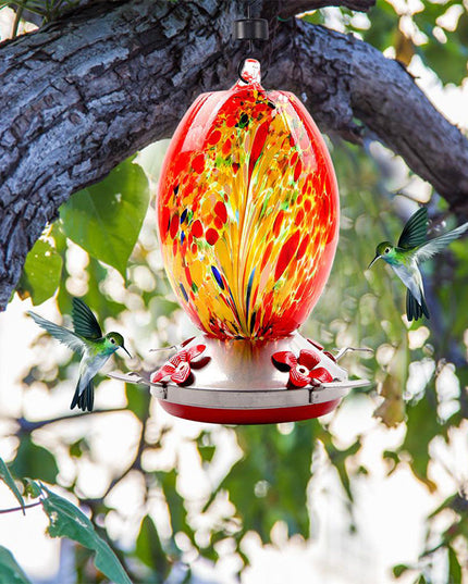 Hummingbird Feeder Hand Blown Glass