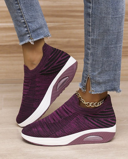 Women's low top fly woven casual sneakers - Libiyi