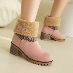 Women's warm thick sole high heel snow boots - Libiyi