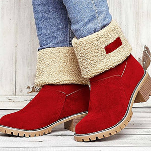 Women's Chunky Heel Round Toe Snow Boots - Keilini
