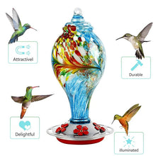 Load image into Gallery viewer, Hand Blown Glass Hummingbird Feeder - 25 Ounces - Libiyi