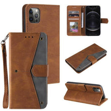 Laden Sie das Bild in den Galerie-Viewer, 2021 Splicing Leather Retro Protective Wallet Case For iPhone - Libiyi