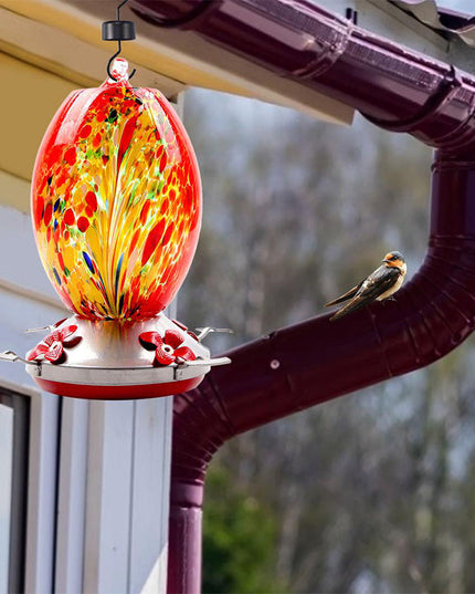 Hummingbird Feeder Hand Blown Glass