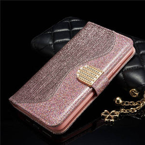 Leather Glitter Rhinestone Flip Case For Samsung - Libiyi