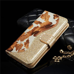 Leather Glitter Rhinestone Flip Case For Samsung - Libiyi