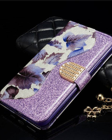 Leather Glitter Rhinestone Flip Case For Samsung - Libiyi