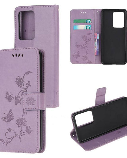 Imprint Butterfly Flower Leather Mobile Phone Case for Samsung S21 Series - Libiyi