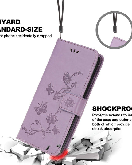 Imprint Butterfly Flower Leather Mobile Phone Case for Samsung S21 Series - Libiyi