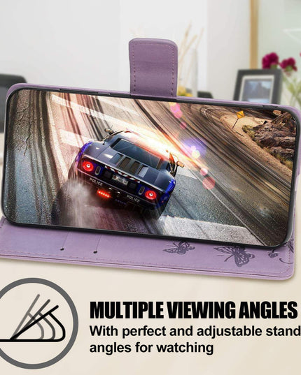 Imprint Butterfly Flower Leather Mobile Phone Case for Samsung S21 Series - Libiyi