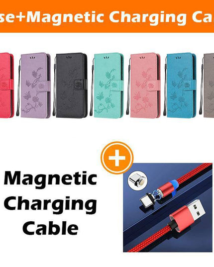 Imprint Butterfly Flower Leather Mobile Phone Case for Samsung S21 Series - Libiyi