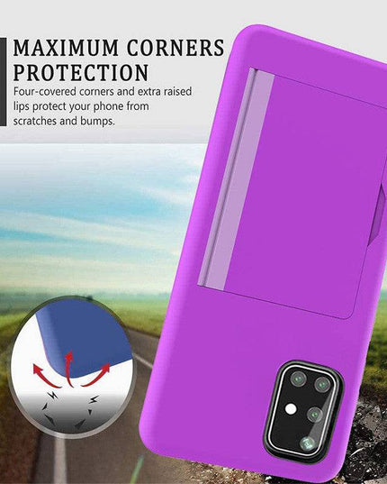 Armor Protective Card Holder Case for Samsung A Series With 2-Pack Screen Protectors - Libiyi