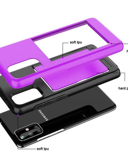 Armor Protective Card Holder Case for Samsung A Series With 2-Pack Screen Protectors - Libiyi