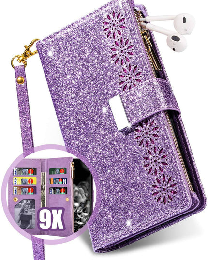Glitter Sparkly Girly Bling Leather Flip Cover For Samsung S Series - Libiyi