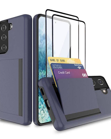 Armor Protective Card Holder Case for Samsung S21(5G) With 2-Pack Screen Protectors - Libiyi