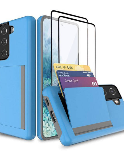 Armor Protective Card Holder Case for Samsung S21 Plus(5G) With 2-Pack Screen Protectors - Libiyi