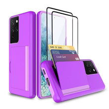Laden Sie das Bild in den Galerie-Viewer, Armor Protective Card Holder Case for Samsung S Series With 2-Pack Screen Protectors - Libiyi