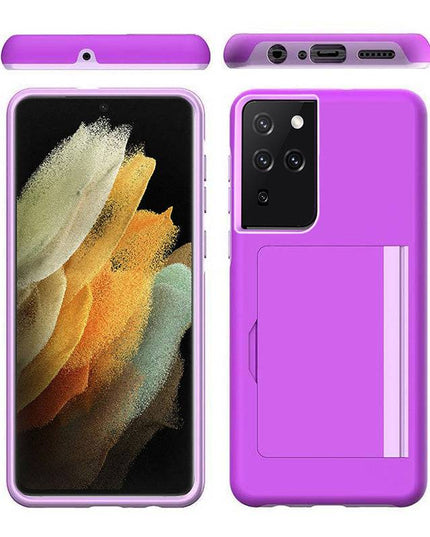 Armor Protective Card Holder Case for Samsung S Series With 2-Pack Screen Protectors - Libiyi