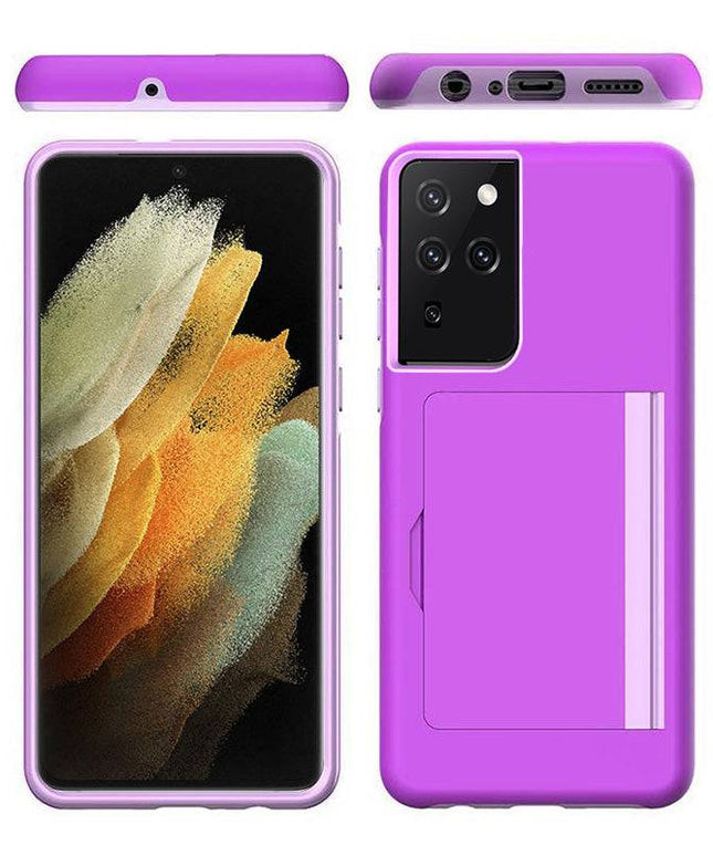 Armor Protective Card Holder Case for Samsung S Series With 2-Pack Screen Protectors - Libiyi