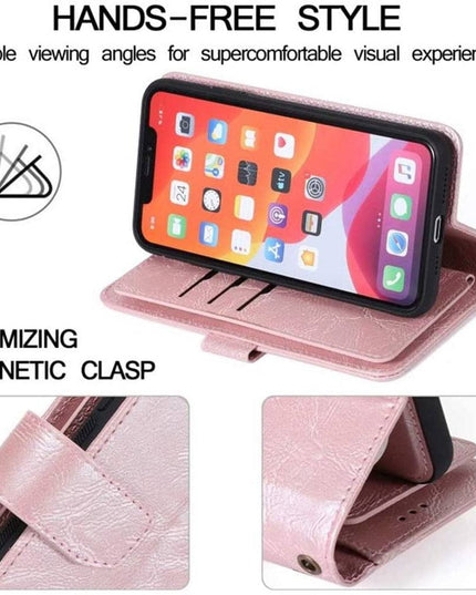 Detachable Flip Folio Zipper Purse Phone Case for iPhone - Libiyi