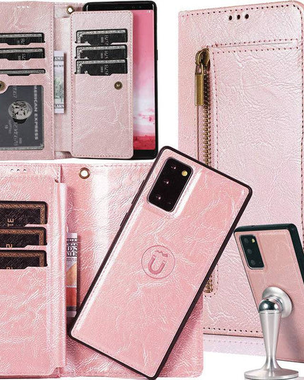 Detachable Flip Folio Zipper Purse Phone Case for Samsung Note Series - Libiyi