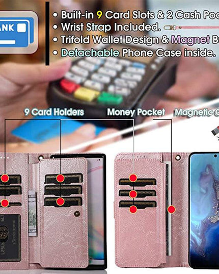 Detachable Flip Folio Zipper Purse Phone Case for Samsung S20 Series - Libiyi