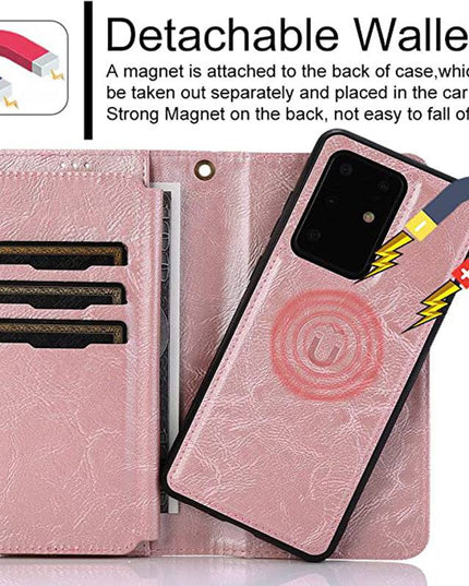 Detachable Flip Folio Zipper Purse Phone Case for Samsung S20 Series - Libiyi