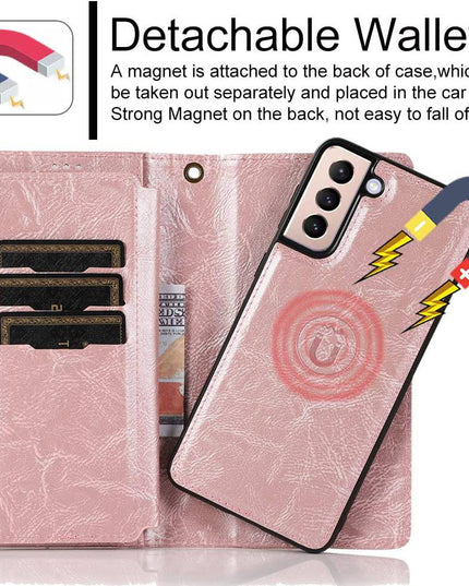 Detachable Flip Zipper Purse Phone Case For Samsung S21 Series - Libiyi