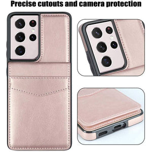 Dual Layer Lightweight Leather Wallet Case for Samsung Galaxy S21 Ultra - Libiyi