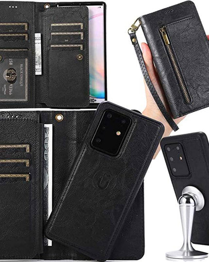 Detachable Flip Folio Zipper Purse Phone Case for Samsung - Libiyi