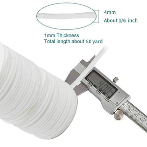 1/6 Inch(4mm)Flat Braided Elastic Cord/White Elastic Band (50 yards) - Libiyi