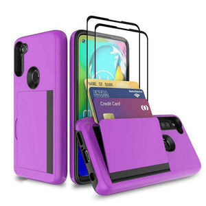 Armor Protective Card Holder Case for Samsung A11(US) With 2-Pack Screen Protectors - Libiyi