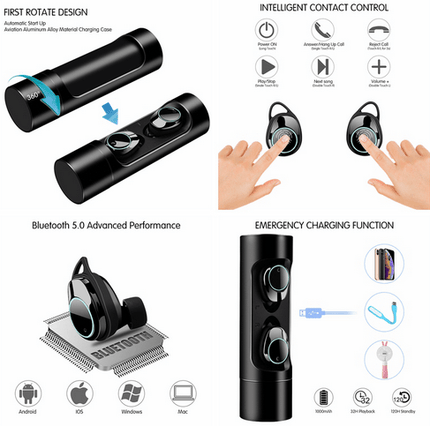 Bluetooth 5.0 Touch Control Earphone Mini Twins Wireless Earphones Stereo Headset - Libiyi