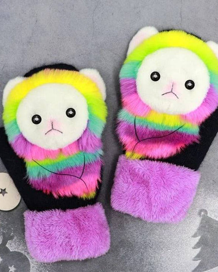 2022 new cartoon plush knitted gloves🌈 - Libiyi