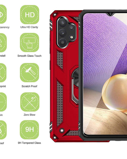 Samsung A32(5G) Luxury Armor Ring Bracket Phone Case With 2-Pack Screen Protectors - Libiyi