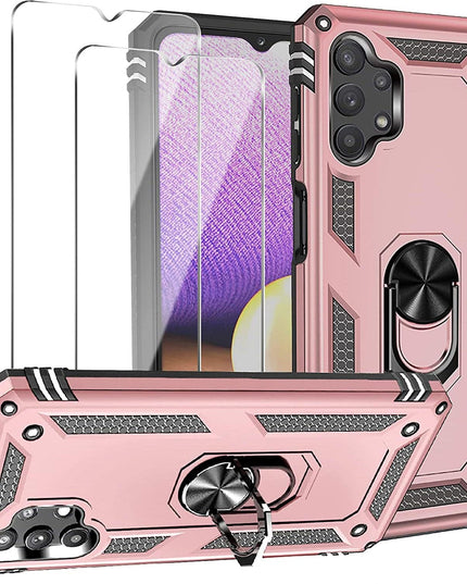 Samsung A32(5G) Luxury Armor Ring Bracket Phone Case With 2-Pack Screen Protectors - Libiyi