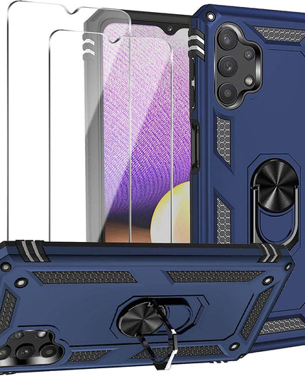 Samsung A32(5G) Luxury Armor Ring Bracket Phone Case With 2-Pack Screen Protectors - Libiyi