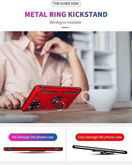 Samsung A42(5G) Luxury Armor Ring Bracket Phone Case With 2-Pack Tempered Glass Screen Protectors - Libiyi