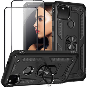 2022 Luxury Armor Ring Bracket Phone case For Google Pixel 4A With 2-Pack Screen Protectors - Libiyi