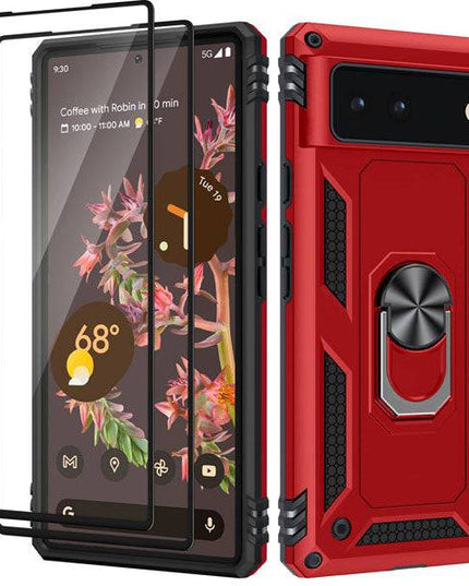 Luxury Armor Ring Bracket Phone case For Google Pixel 6 With 2-Pack Screen Protectors - Libiyi