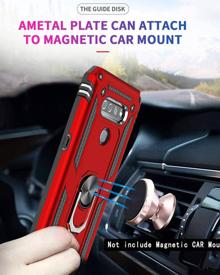 Luxury Armor Ring Bracket Phone Case For LG K51 With [2 Pack] Screen Protectors - Libiyi