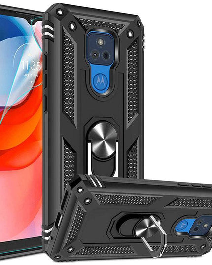 Luxury Armor Ring Bracket Phone case For Moto G Play 2021 With Screen Protector - Libiyi