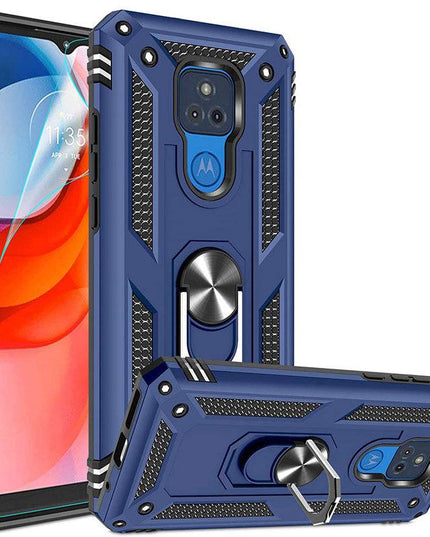Luxury Armor Ring Bracket Phone case For Moto G Play 2021 With Screen Protector - Libiyi