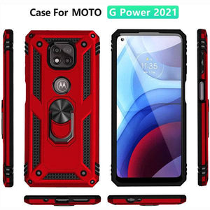 2022 Luxury Armor Ring Bracket Phone case For MOTO G Power 2021 With 2-Pack Screen Protectors - Libiyi