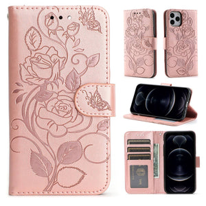 3D Embossed Rose Wallet iPhone Case - Libiyi