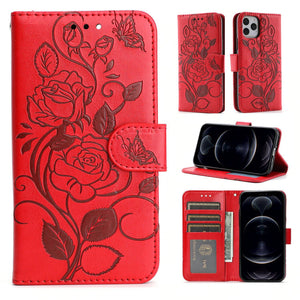 3D Embossed Rose Wallet iPhone Case - Libiyi