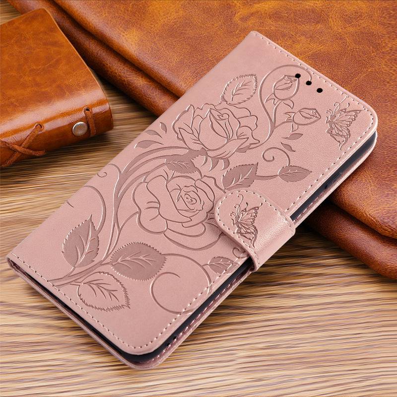 3D Embossed Rose Wallet Case For Samsung A02S - Libiyi