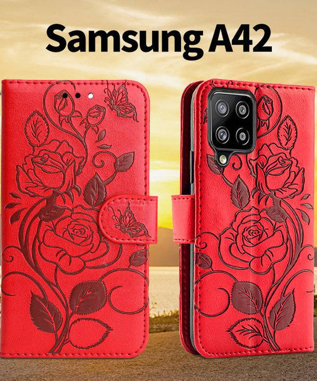 3D Embossed Rose Wallet Case For Samsung A42(5G) - Libiyi